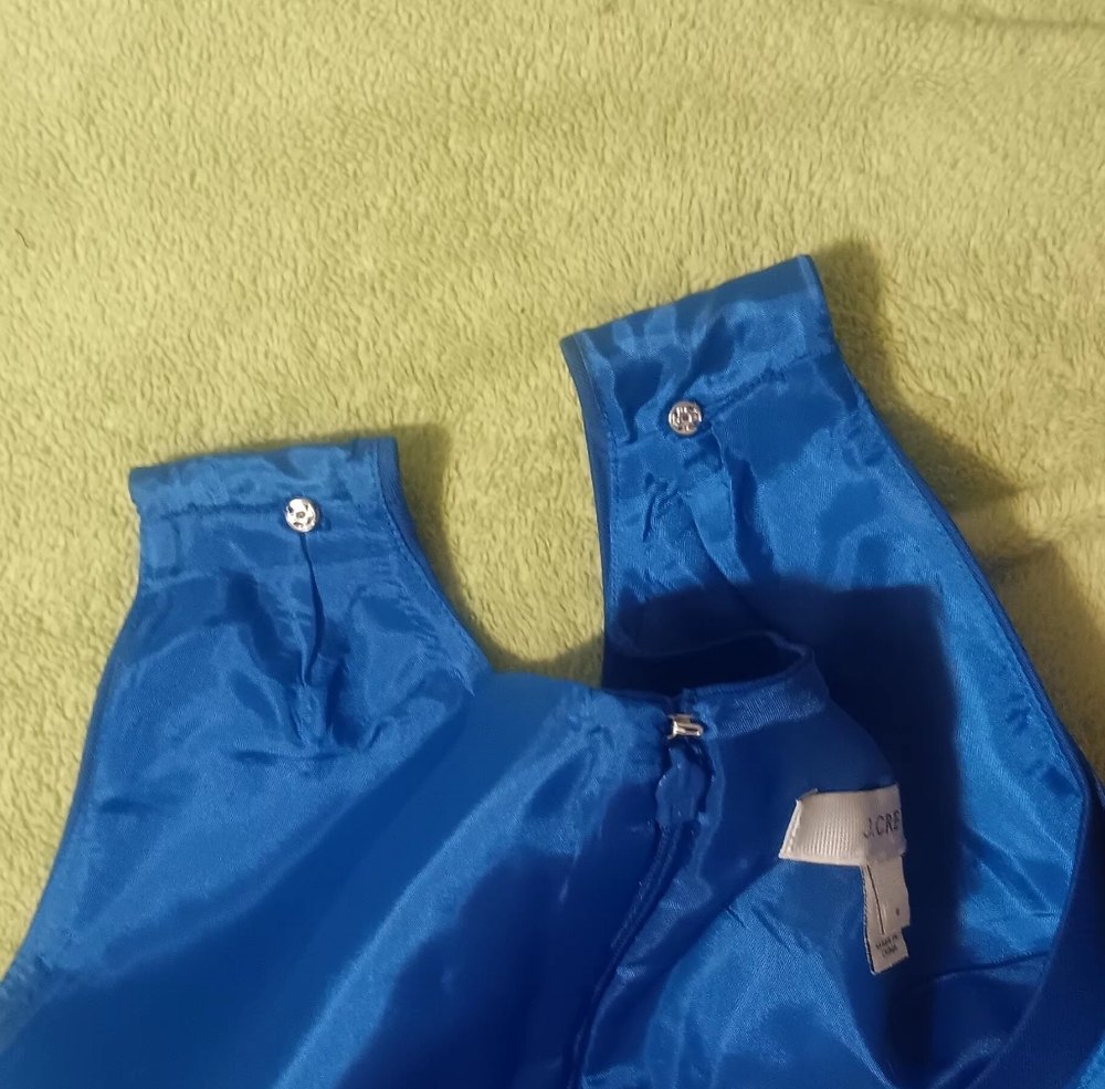 J. Crew Women Royal Blue Dress Sleeveless Wool-Silk Blend Sz6 Pockets - Picture 5 of 13